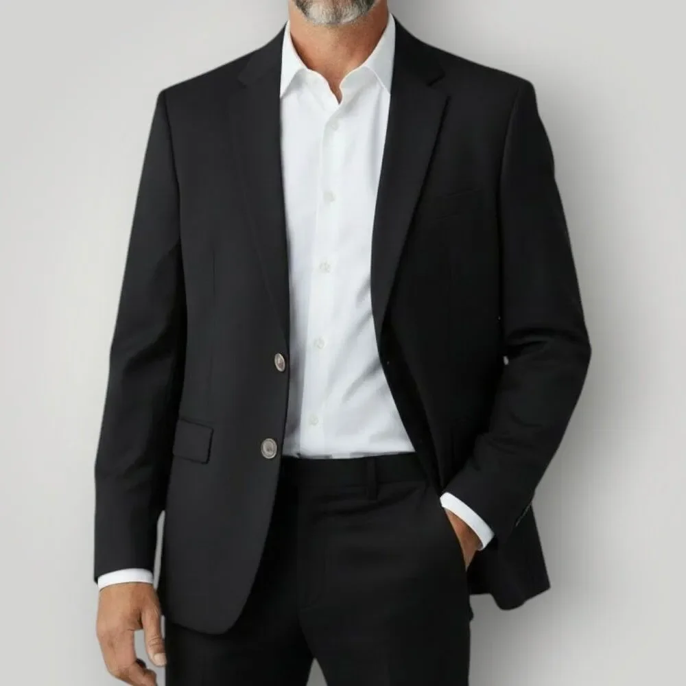 HART SHAFFNER MARX HSM 1887 Mens Blazer Sport Coat Jacket 50R Black Wool Brass